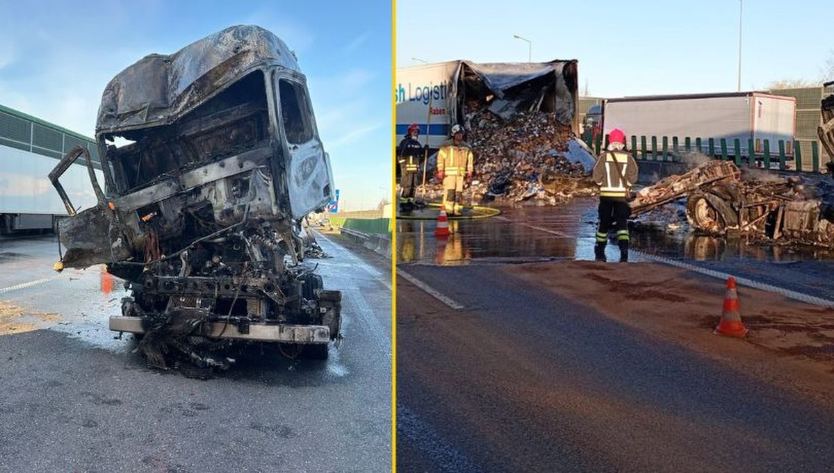 Poważny wypadek na A2. Ciężarówka stanęła w ogniu