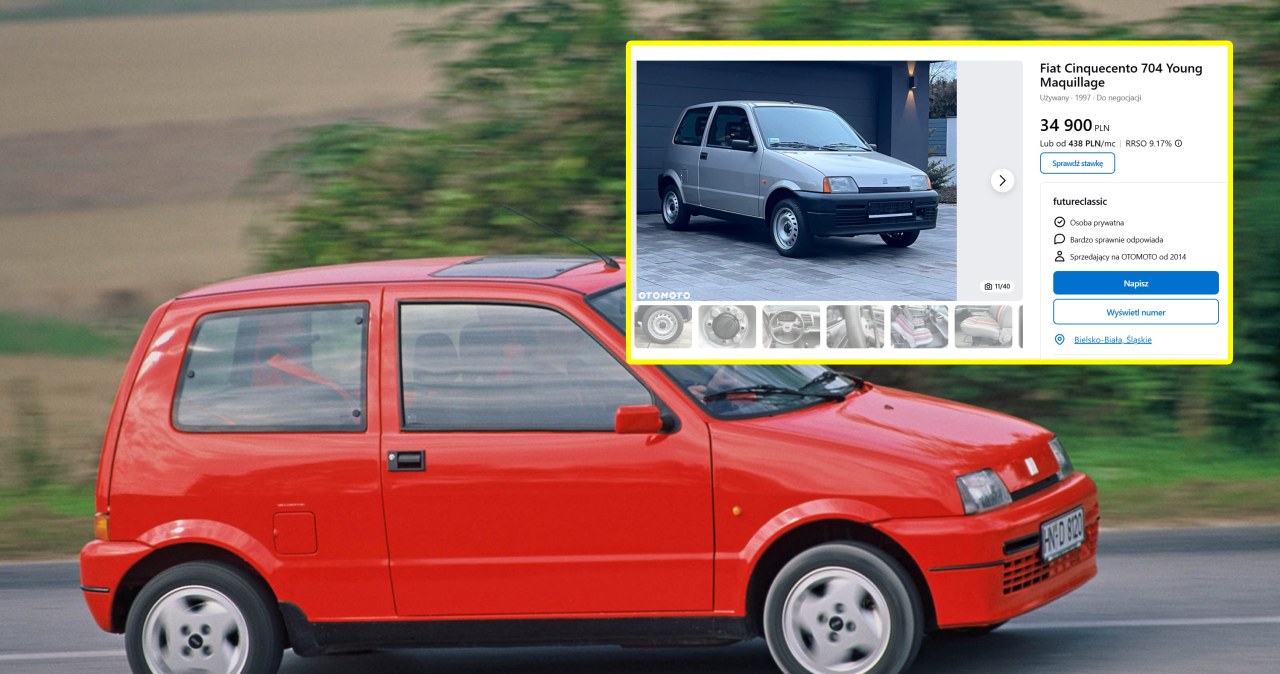 Fiat Cinquecento za 34 tys. zł. Ma 30 lat i niespełna 5 tys. km przebiegu
