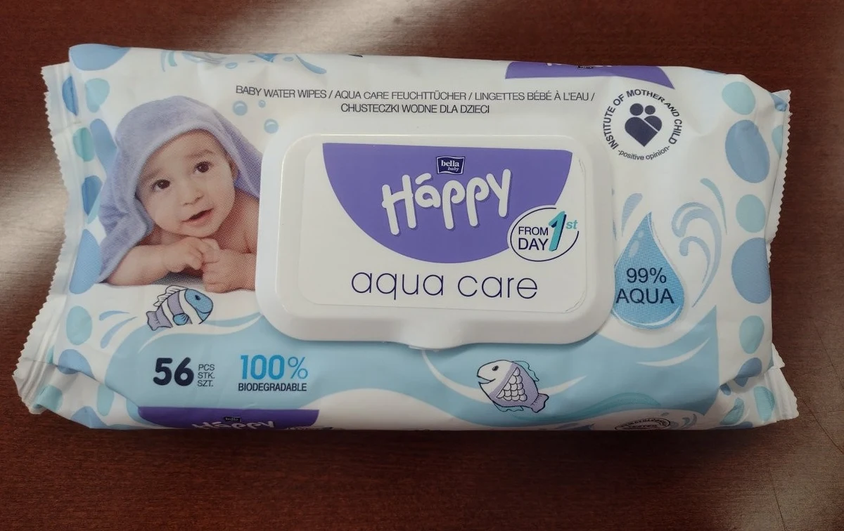 Główny Inspektorat Sanitarny informuje o przekroczeniu dopuszczalnych limitów liczby mezofilnych bakterii tlenowych oraz pleśni i drożdży w produkcie "Chusteczki dla dzieci Bella Happy Aqua Care".