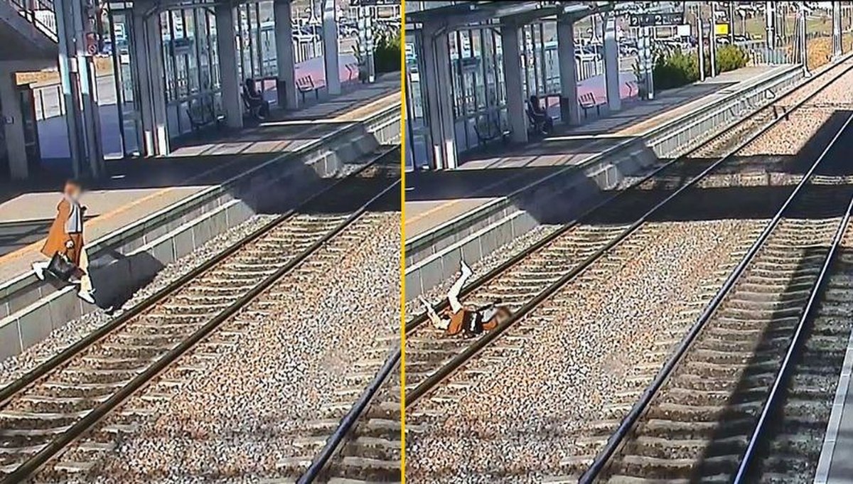 O krok od tragedii na stacji kolejowej. Kobieta spadła wprost na torowisko