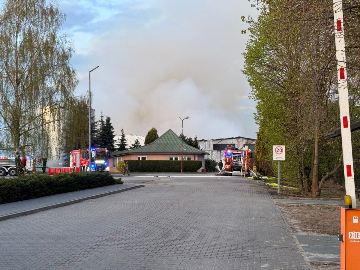 Pożar hali pod Warszawą. Ranny strażak