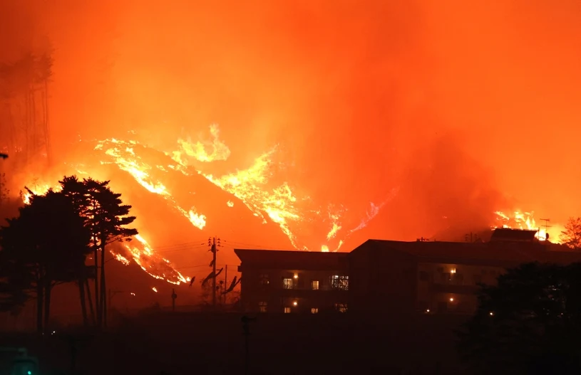 Dwa pożary przy jednym mieście. Strażacy walczyli z płomieniami całą noc