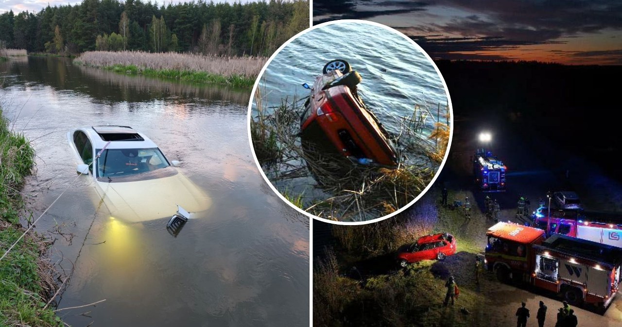 Bolimów: Samochód wpadł do wody. W akcji trzy śmigłowce LPR