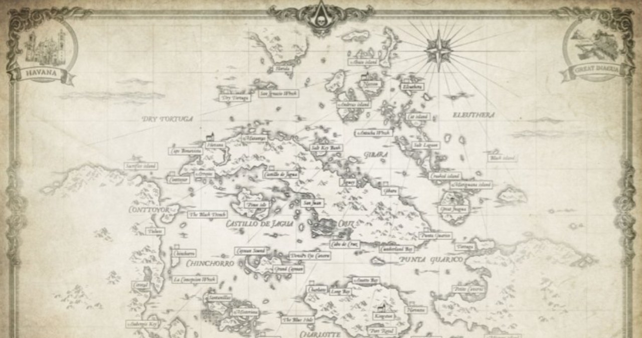Mapa remake'u Assassin's Creed Black Flag. Świat większy niż w oryginale