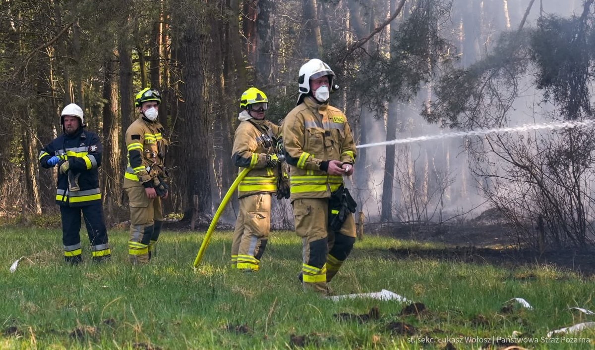 Samoloty i śmigłowce w akcji gaszenia pożaru niedaleko Częstochowy
