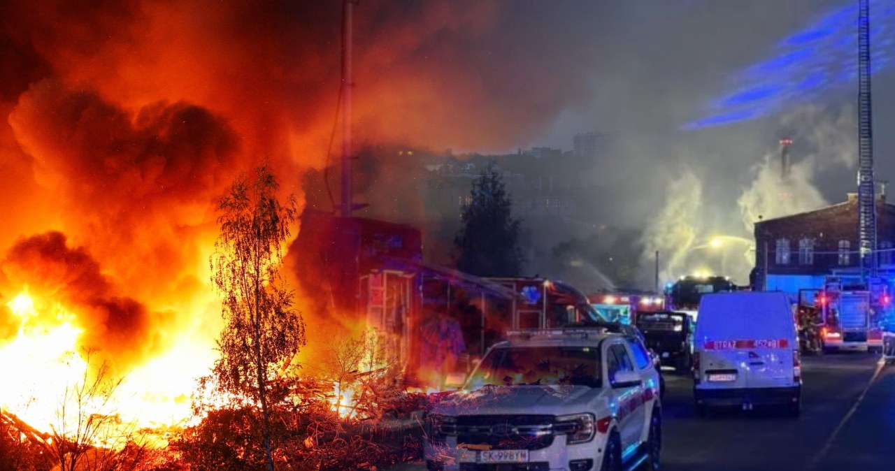 Gliwice: Ogromny pożar na terenie dawnej fabryki. Trwa akcja