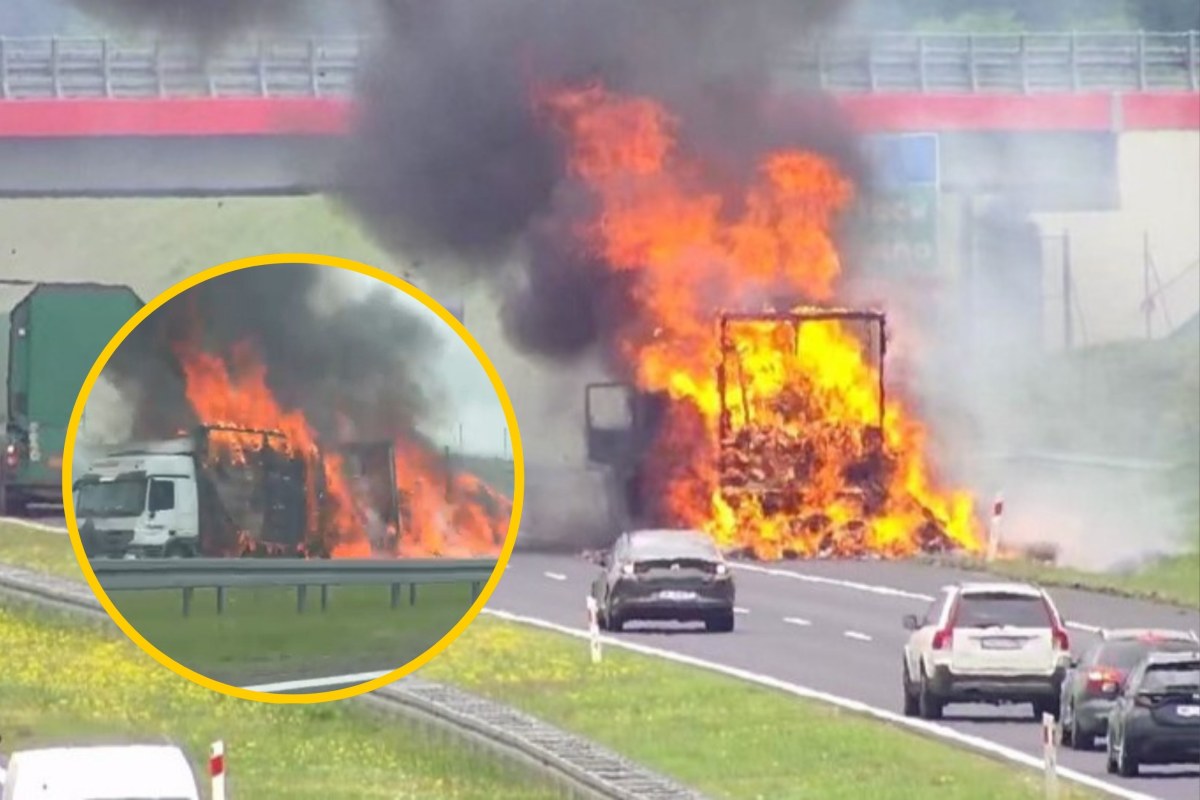 Pożar ciężarówki z makulaturą. Autostrada jest zablokowana