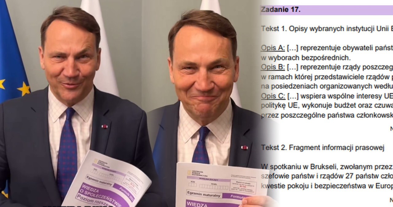 "Zaprzeczam, jakobym miał przeciek". Sikorski komentuje po maturze z WOS-u