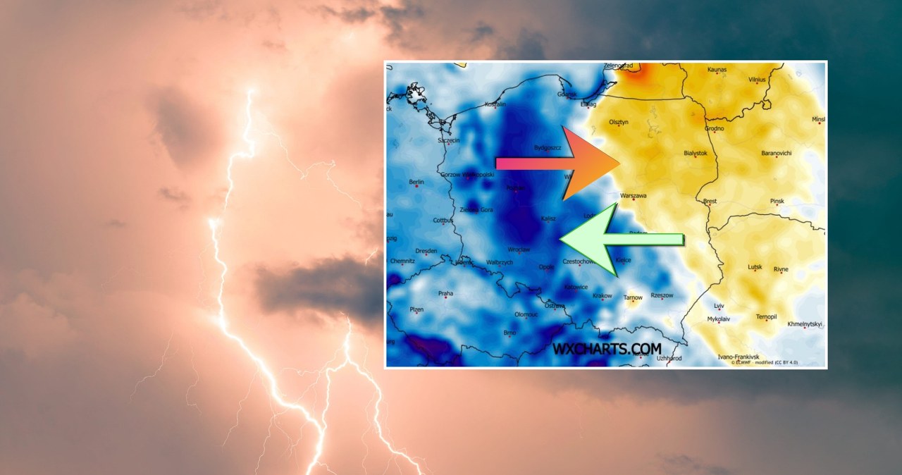 Wyraźne pęknięcie na mapie temperatur. Do tego dojdą niebezpieczne burze
