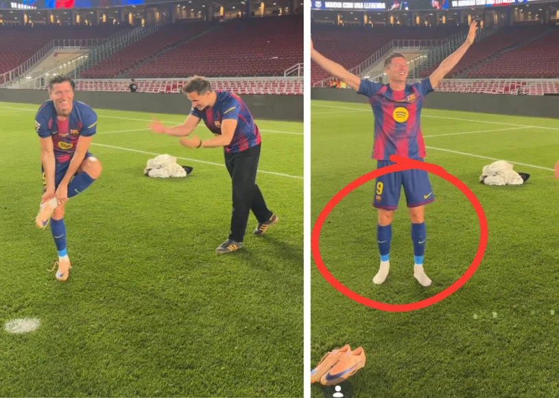 Polska impreza na Camp Nou. Zaśpiewali hit. Lewandowski aż ściągnął buty