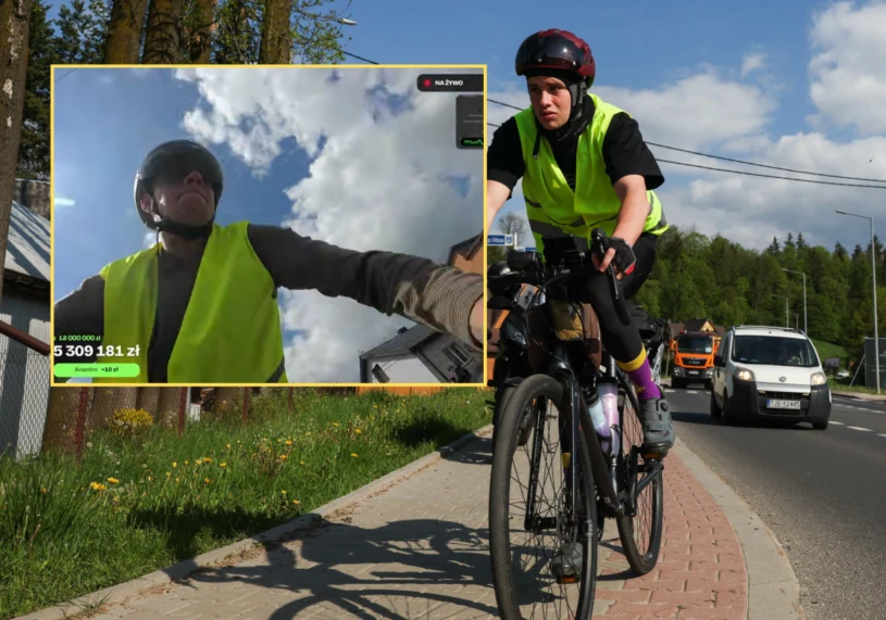 Blisko stłuczki na zbiórce Łatwoganga. Youtuber musiał zeskakiwać z roweru