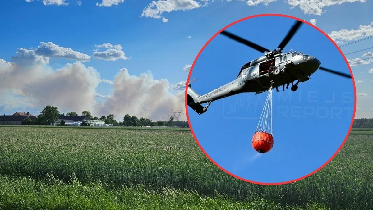 Ogromny pożar lasu w miejscowości Międzyleś niedaleko Warszawy. Na miejsce został wysłany policyjny Black Hawk, do którego przymocowany jest tzw. Bambi Bucket - czyli gigantyczny zbiornik, który umożliwia zrzut wody z powietrza. Informację o pożarze otrzymaliśmy na naszą Gorącą Linię RMF FM.