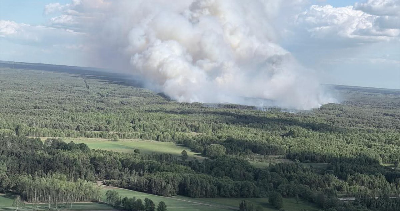 Duży pożar lasu pod Warszawą. W akcji samoloty i Black Hawk