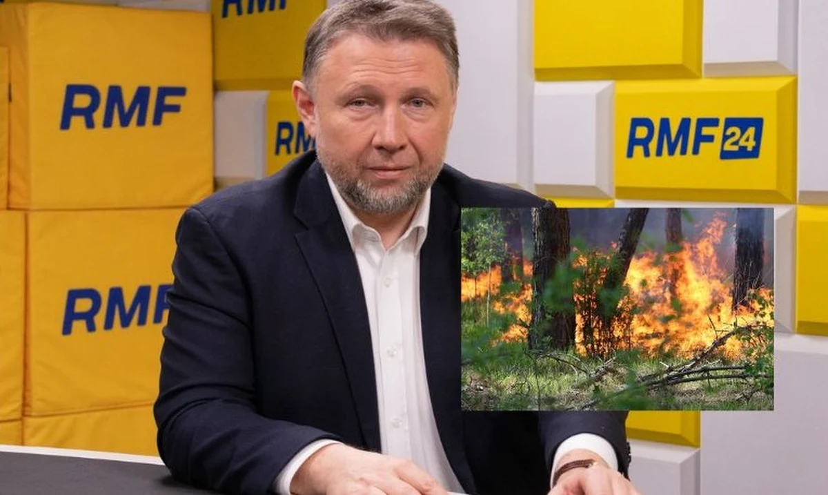 Sytuacja jest jeszcze bardzo trudna, ale wygląda to lepiej niż wieczorem - mówił w Porannej rozmowie w RMF FM szef MSWiA Marcin Kierwiński o dużym pożarze lasu w powiatach wołomińskim i mińskim. "Zatrzymań będzie więcej" - powiedział minister o sprawie śledztwa ws. fałszywych alarmów w Polsce. Obiecał też, że Marcin Romanowski wróci do Polski.