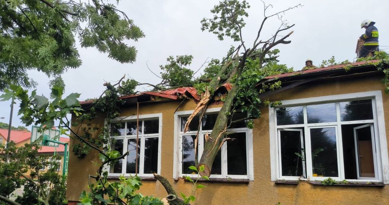 Burze nad Polską. Powalone drzewa i zerwane dachy, ponad tysiąc interwencji Burze nad Polską. Powalone drzewa i zerwane dachy, ponad tysiąc interwencji