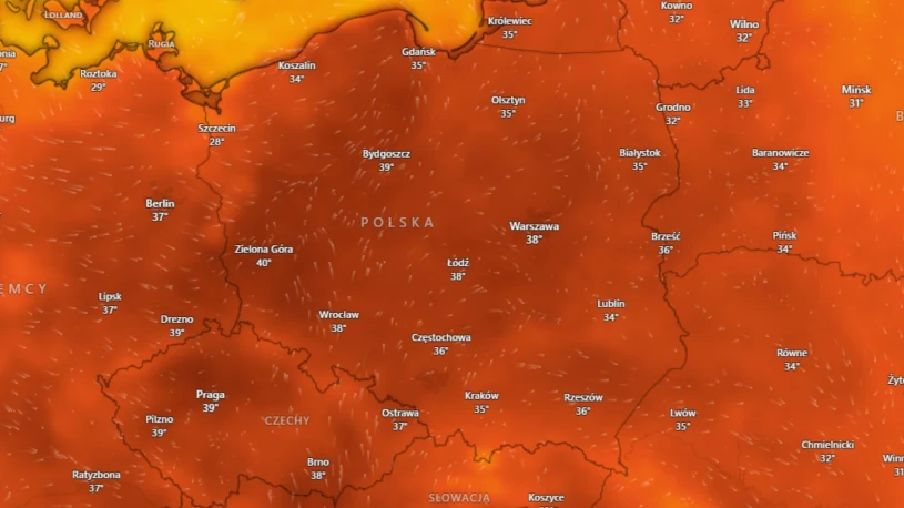 Polska bije rekord temperatury: 40,5°C w Słubicach i 40,3°C w Toruniu