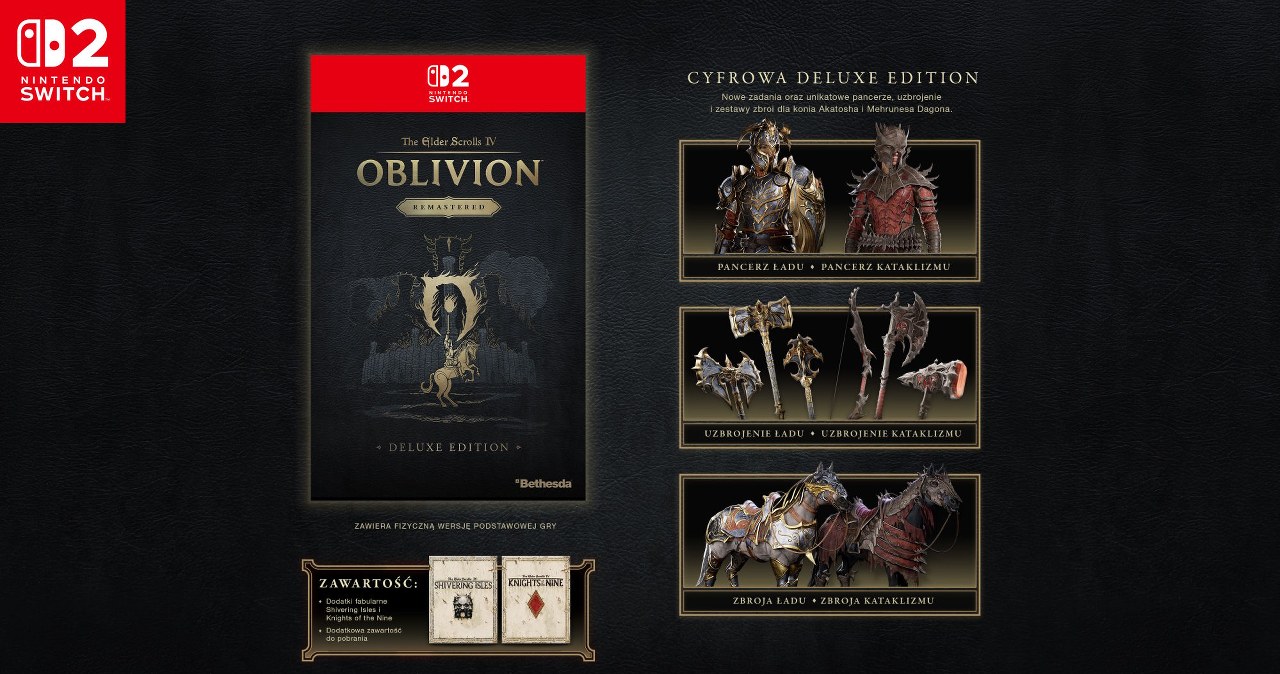 The Elder Scrolls IV: Oblivion Remastered na kartridżu na Nintendo Switch 2