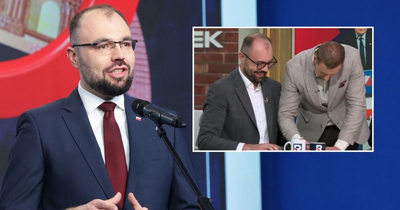 Prowadzący podszedł do Szczuckiego i zaczął dyktować "lojalkę". "Pan pisze"
