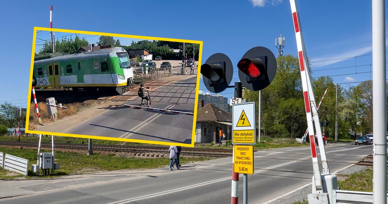 Dramatyczne sceny na przejeździe. Wjechał hulajnogą wprost pod pociąg