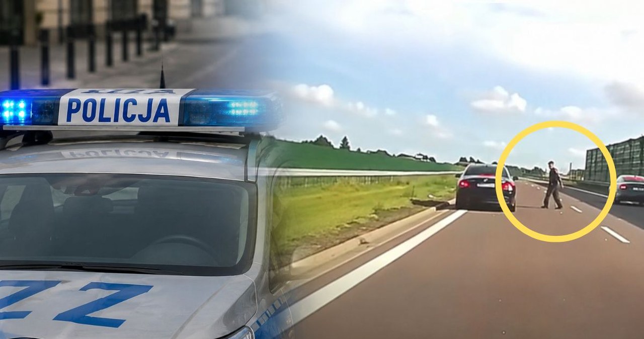 Droga ekspresowa S19. Senior o lasce wszedł na jezdnię. Jest nagranie Droga ekspresowa S19. Senior o lasce wszedł na jezdnię. Jest nagranie