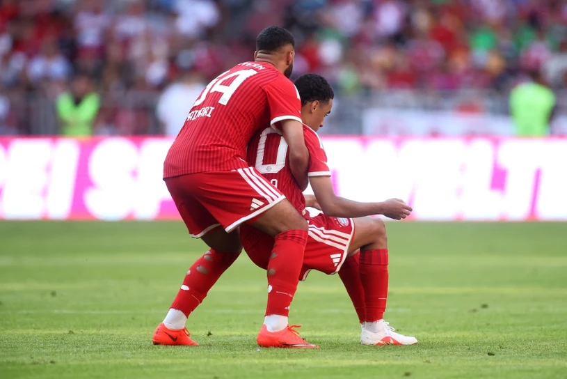 Jamal Musiala collapsed on the pitch during Bayern's friendly against RB Leipzig