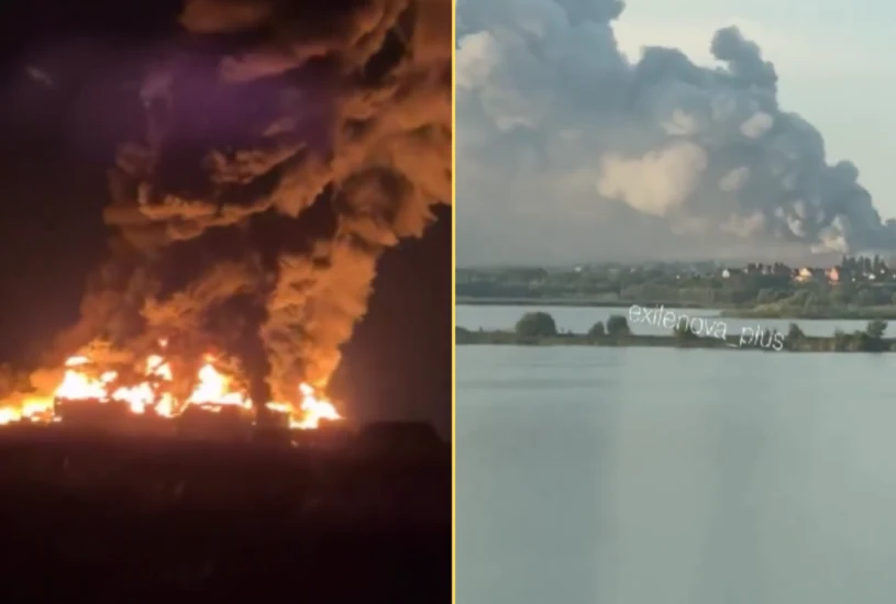 Zmasowany atak na Rosję. Trafiono rafinerię, magazyn w płomieniach