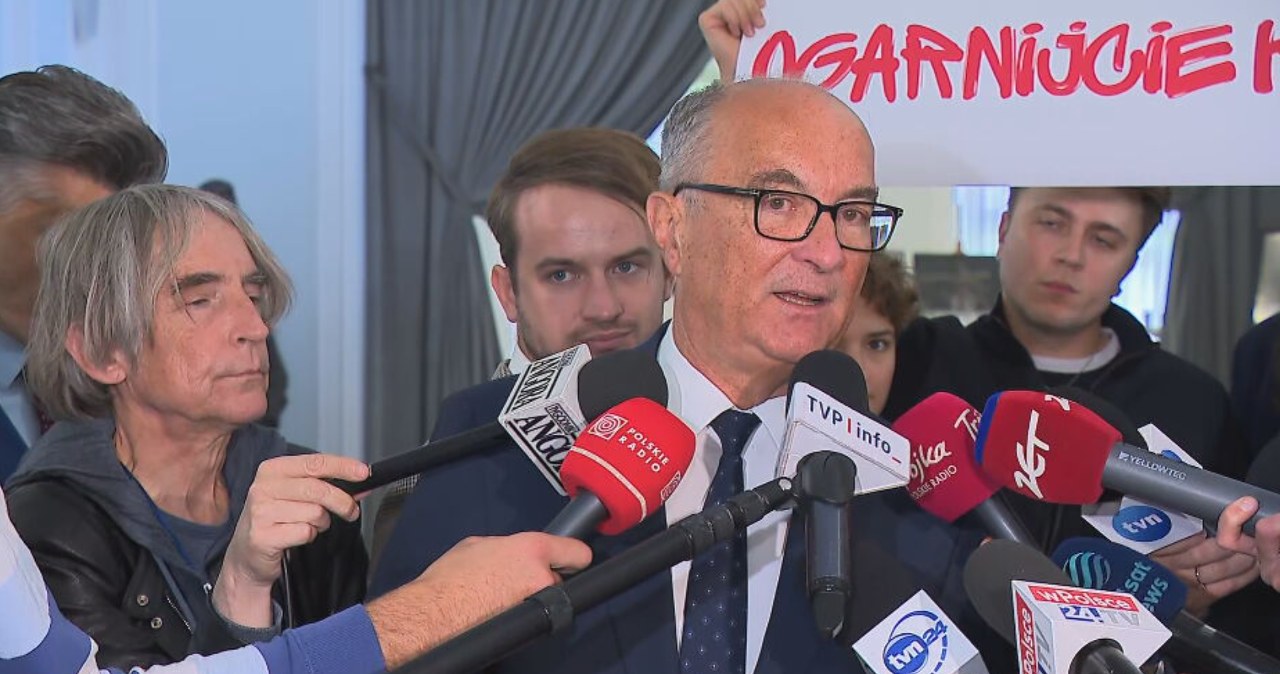 Przerwali konferencję Włodzimierza Czarzastego. Weszli z transparentem