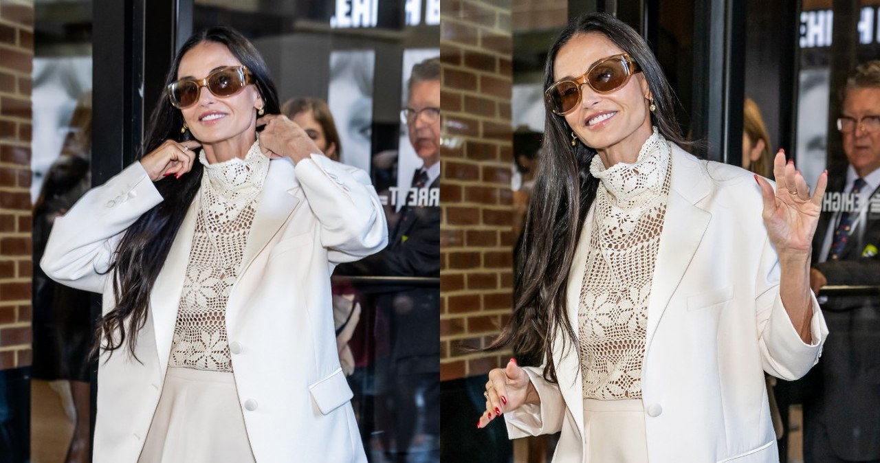 Demi Moore zachwyca w półprzezroczystym looku Magdy Butrym w Nowym Jorku