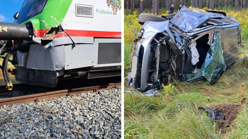 Wypadek na przejeździe kolejowym. Kierująca wjechała pod szynobus Polregio