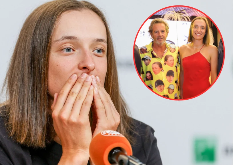 Świątek ubrała czerwoną sukienkę, Show skradła jednak koszula jej trenera