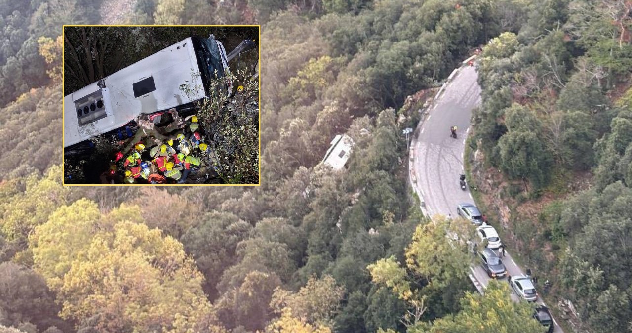 Dramatyczne sceny w Katalonii. Autobus runął ze zbocza, dziesiątki rannych