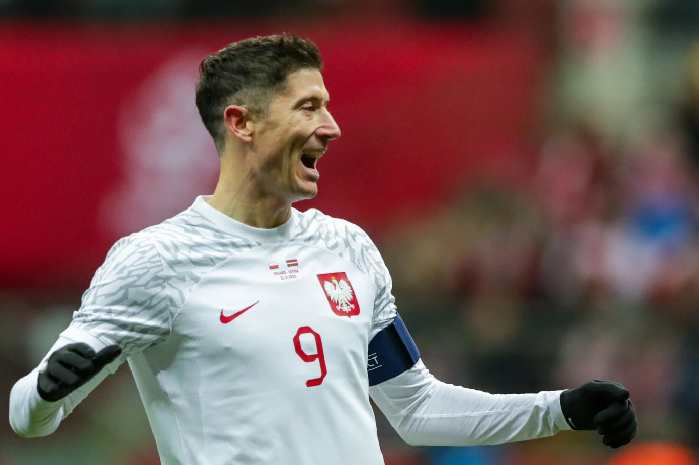 Robert Lewandowski - snajper FC Barcelona - podczas meczu reprezentacji Polski