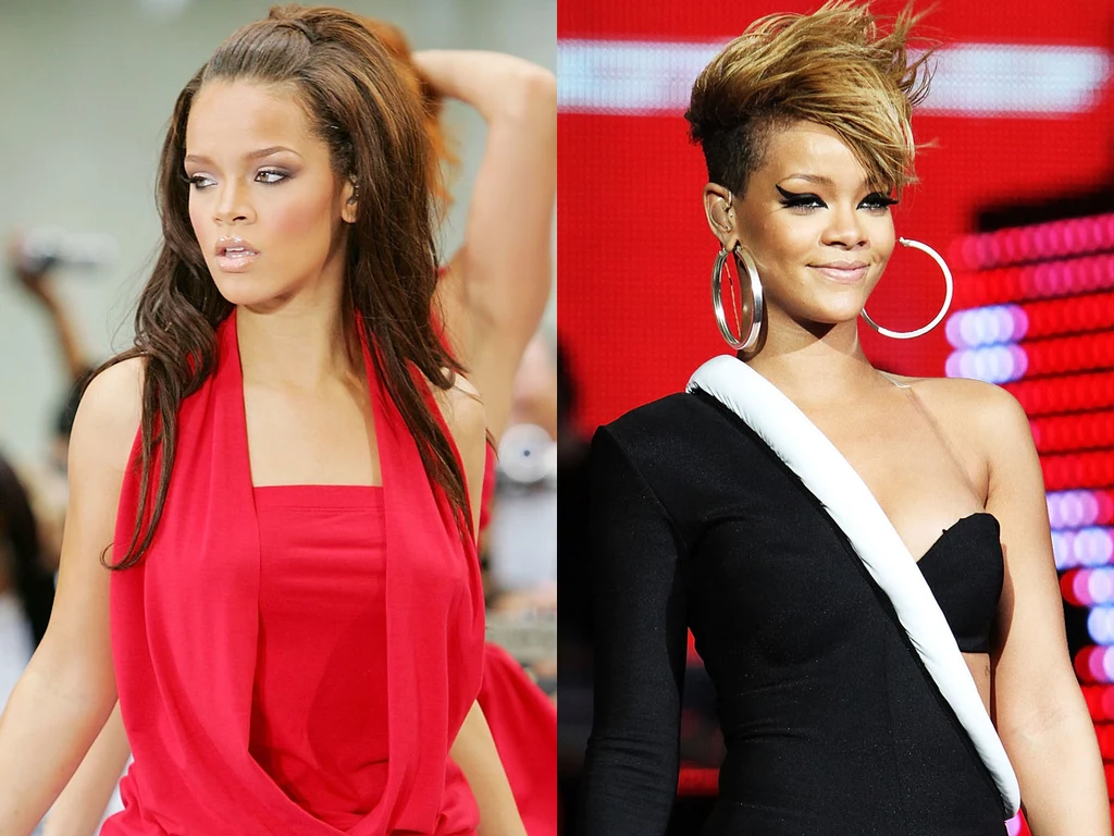 Rihanna - zdjęcie z 2006 (po lewej) i 2010 roku