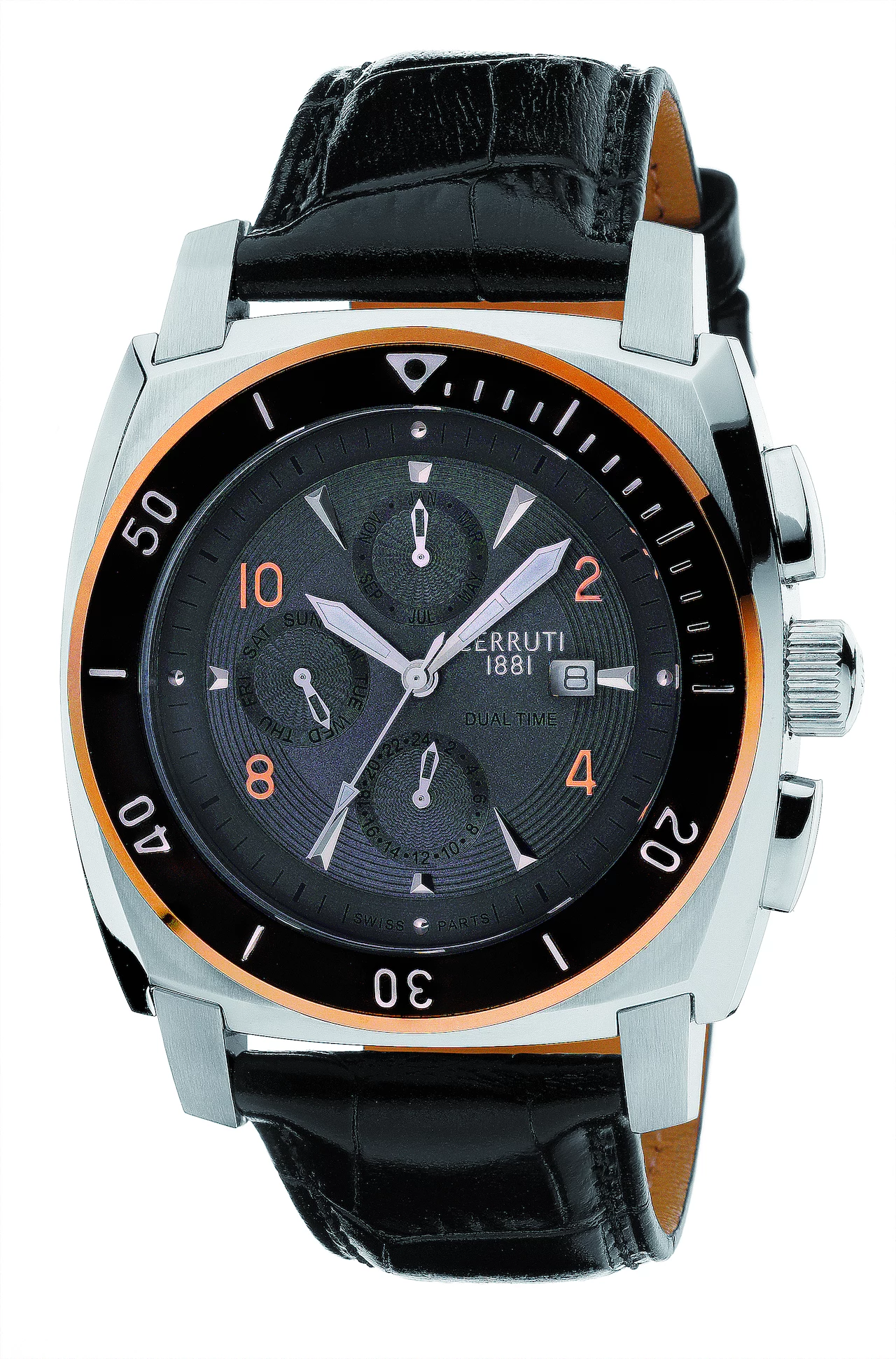 Cerruti ACQUA MASTER DUAL TIME CRA022A272H, zegarek męski, koperta stalowa, mechanizm kwarcowy, datownik, sekundnik, GMT, wskazania dnia tygodnia i miesiąca, szkło mineralne, pasek skórzany, wodoszczelność do 50 m. Cena od 1 840 zł Cerruti ACQUA MASTER DUAL TIME CRA022A272H, zegarek męski, koperta stalowa, mechanizm kwarcowy, datownik, sekundnik, GMT, wskazania dnia tygodnia i miesiąca, szkło mineralne, pasek skórzany, wodoszczelność do 50 m. Cena od 1 840 zł