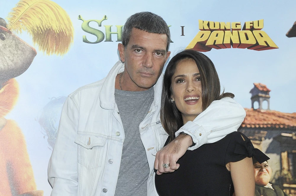 Salma Hayek i Antonio Banderas tryskali dobrym humorem. Salma Hayek i Antonio Banderas tryskali dobrym humorem.