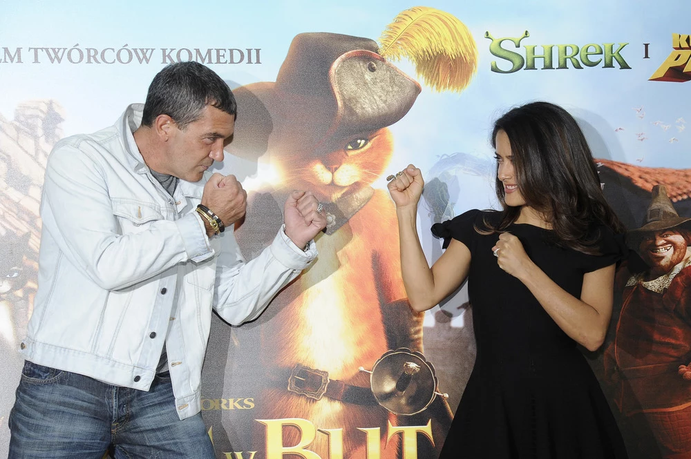 Salma Hayek i Antonio Banderas tryskali dobrym humorem. Salma Hayek i Antonio Banderas tryskali dobrym humorem.