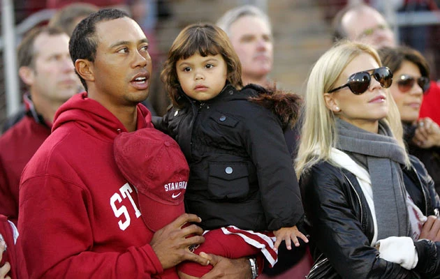 Tiger Woods z żoną i córką, fot. Ezra Shaw