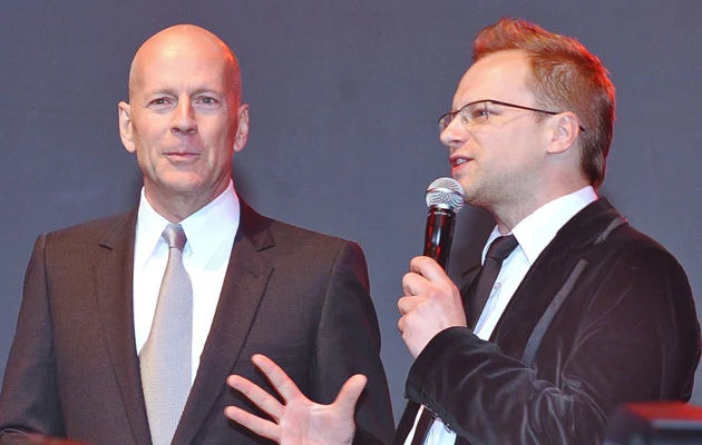 Maciek Stuhr i Bruce Willis, fot. Andras Szilagyi
