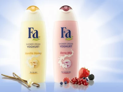 Żele pod prysznic Fa Yoghurt Vanilla Honey i Fa Yoghurt Berry Mix