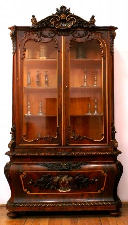 Serwantka, drewno rzeżbione, intarsjowane, XIX w.