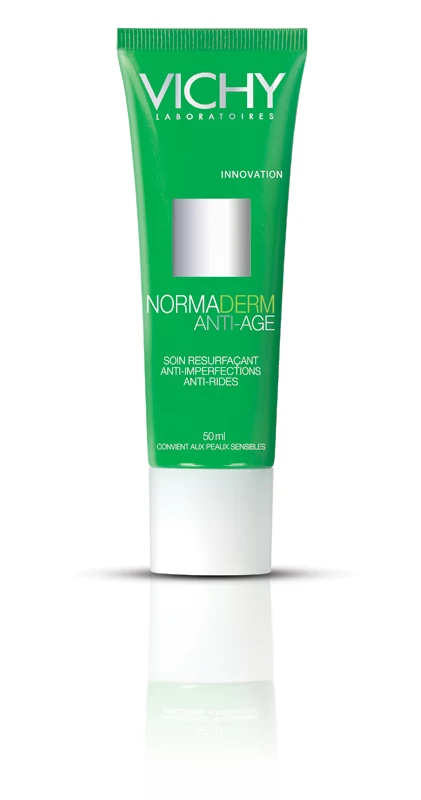 Vichy NORMADERM ANTI-AGE. Pierwszy przeciwzmarszczkowy krem zwalczający niedoskonałości skóry z LHA i witaminą C. Odblokowuje oraz zwęża pory, wygładza zmarszczki i ujednolica koloryt skóry. Cena: 76 zł/50 ml. Kategoria: kosmetyki apteczne. Vichy NORMADERM ANTI-AGE. Pierwszy przeciwzmarszczkowy krem zwalczający niedoskonałości skóry z LHA i witaminą C. Odblokowuje oraz zwęża pory, wygładza zmarszczki i ujednolica koloryt skóry. Cena: 76 zł/50 ml. Kategoria: kosmetyki apteczne.