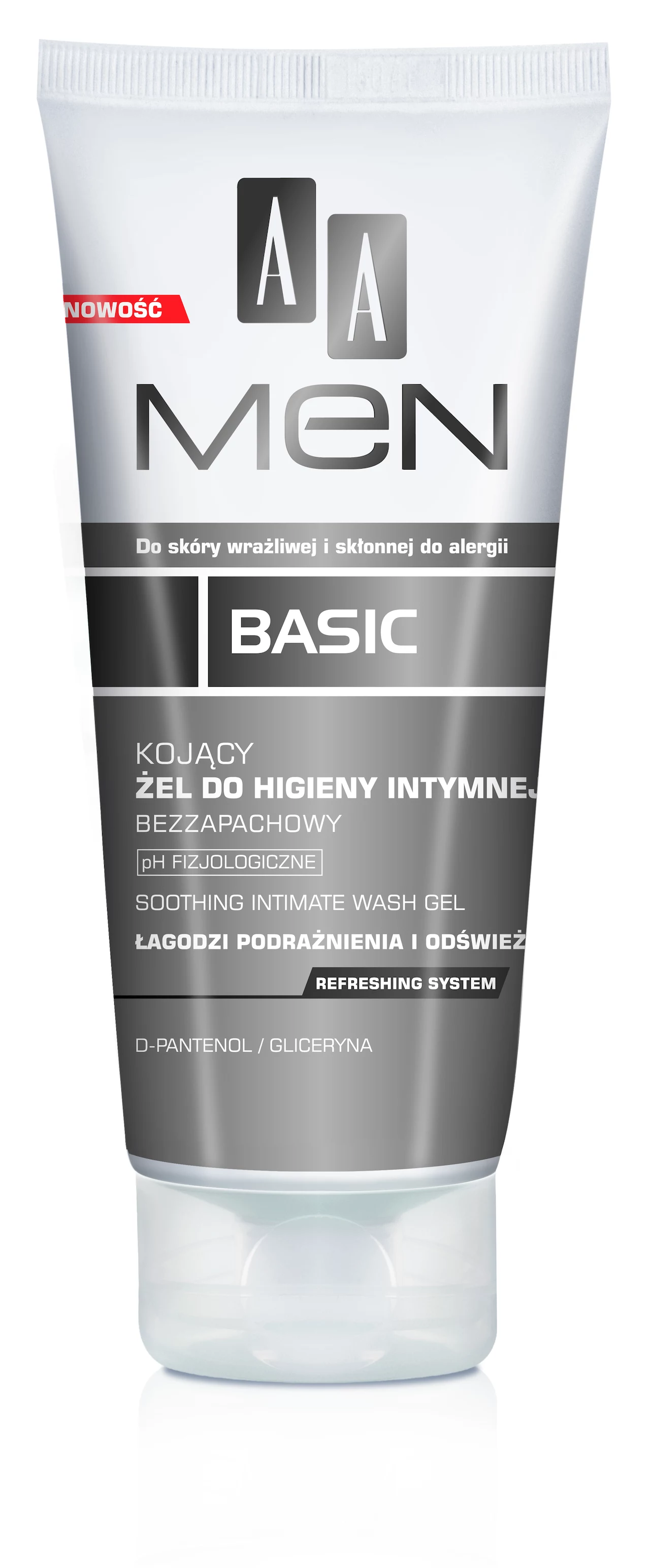 Linia AA MEN BASIC. Linia żeli pod prysznic i żeli do higieny intymnej, skutecznie odświeżających i relaksujących skórę. Kosmetyki zawierają alantoinę, która doskonale łagodzi podrażnienia, koi i zmiękcza naskórek. Odpowiedni poziom nawilżenia zapewnia gliceryna, która wiąże wodę w głębszych warstwach skóry. Oceanic, 16 zł/200 ml. Kategoria: dla Niego. Linia AA MEN BASIC. Linia żeli pod prysznic i żeli do higieny intymnej, skutecznie odświeżających i relaksujących skórę. Kosmetyki zawierają alantoinę, która doskonale łagodzi podrażnienia, koi i zmiękcza naskórek. Odpowiedni poziom nawilżenia zapewnia gliceryna, która wiąże wodę w głębszych warstwach skóry. Oceanic, 16 zł/200 ml. Kategoria: dla Niego.