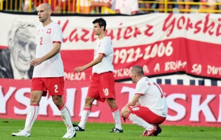Smutek polskich piłkarzy po meczu ze Słowenią Fot. Łukasz Laskowski