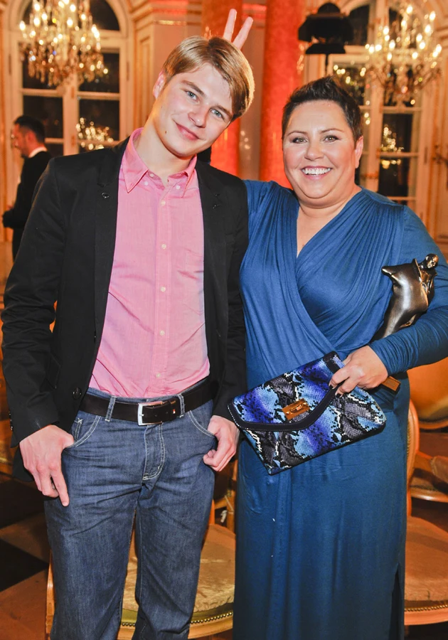 Dorota Wellman z synem Kubą