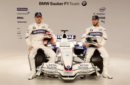 Robert Kubica i Nick Heidfeld podczas prezentacji nowego bolidu BMW Sauber