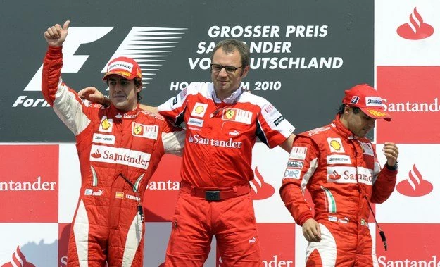 Fernando Alonso, szef teamu Ferrari Stefano Domenicali i Felipe Massa