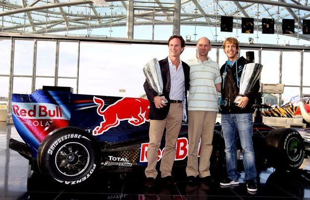 Christian Horner, Adrian Newey i Sebastian Vettel