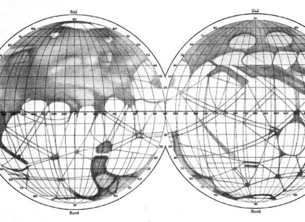 Mapa Marsa z kanałami Schiaparellego