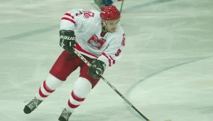 Adam Bagiński - jeden z najbardziej doświadczonych hokeistów w kadrze na mecze z Litwą.