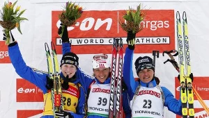 Olga Zajcewa (w środku) Helena Jonsson (z lewej) i  Sylvie Becaert.